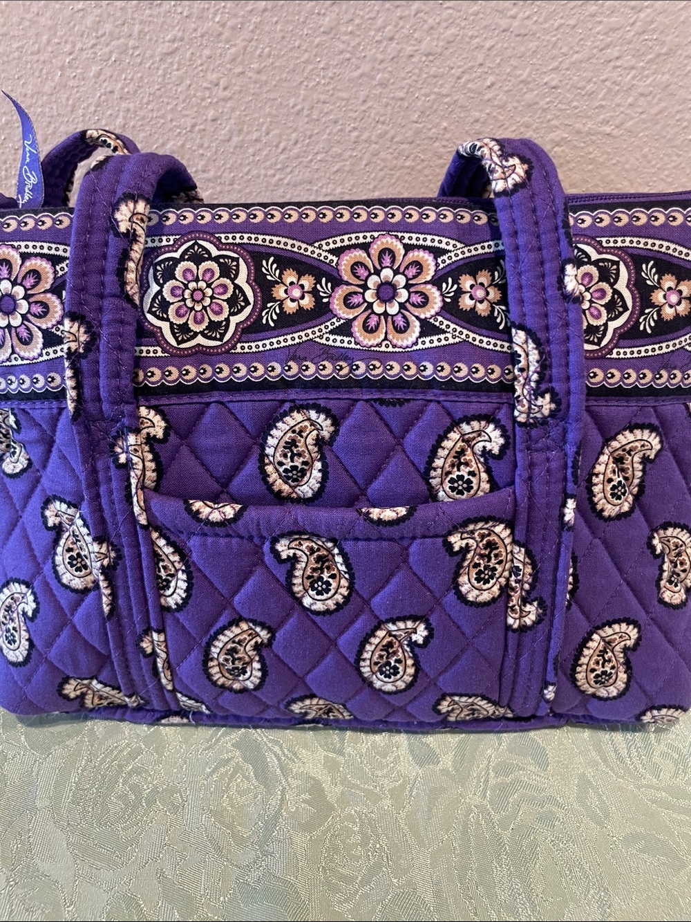 Vera Bradley Quilted Purple Paisley Shoulder Tote - Picture 2 of 5